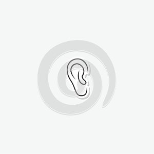 Human ear sign icon sticker isolated on gray background