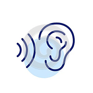 Human ear with sound waves symbol. Pixel perfect icon