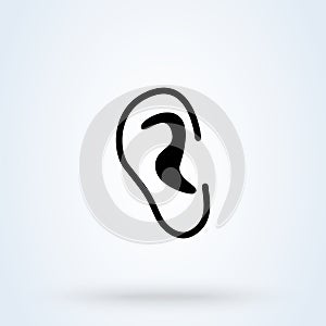 Human ear symbol, Simple vector modern icon design illustration