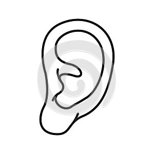 Human ear vector illustration, The five senses for hearing, human ear organ in line art style