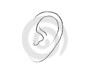Human ear on a white background. Ear symbol. Vector illustration.