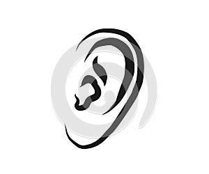 Human ear on a white background. Sketch. Vector