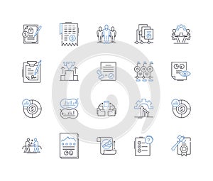 Human economics line icons collection. Wealth, Resources, Capitalism, Labor, Market, Demand, Supply vector and linear
