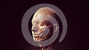 Human Ecorche Flayed Head Face Anatomical Musculature Display Halloween Sculpture Quarter Left View