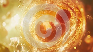 Human Embryo Developing in Amniotic Fluid