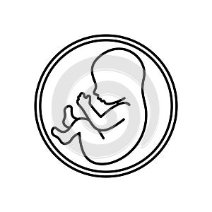 Human Embryo in the Womb Icon. Fetus Logo. Vector