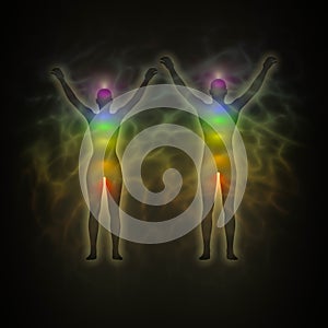 Human energy body, aura, chakras, energy, silhouet