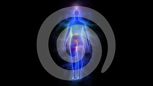 Human energy body (aura) with chakras - woman rotating