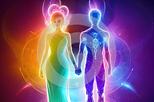 Human energy body, aura,intricate and ethereal human energy body,