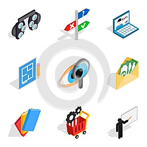 Human evolution icons set, isometric style