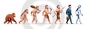Human evolution from monkey to cyborg or robot