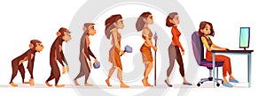 Human evolution from monkey to woman freelancer photo