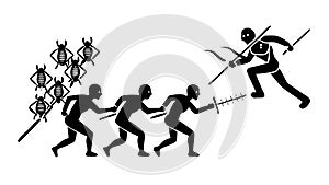Human Evolution and Progress Icon, Historical Development, vector design Generative AI