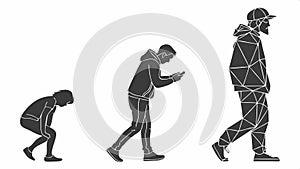 Human evolution silhouette, progress and history illustration vector design Generative AI