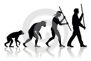 Human Evolution Silhouette Sequence on White Background