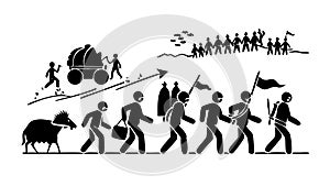 Human Evolution Silhouette Timeline Art, vector design Generative AI