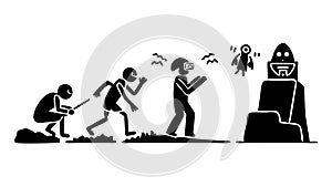 Human Evolution to Robot: Technological Progress Icon, vector design Generative AI