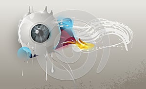 Human eye with abstract elements