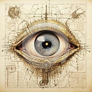 Human eye anatomy diagram medical description. Illustration
