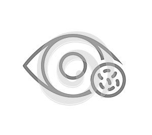 Human eye with bacteria line icon. Disease visual organ, infectious eye disease, conjunctivitis symbol