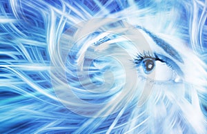 Human eye on blue backround