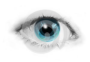 Human eye with blue earth instead of iris