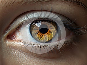 human eye close-up macro pupil iris eyelids and eyelashes detail photo