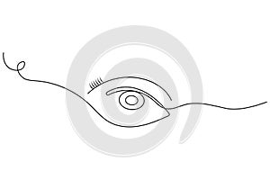 . Human eye continuous one line drawing on white background