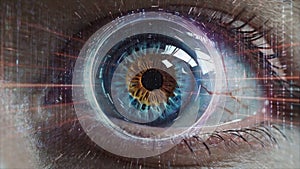 Human eye displaying data using connected technology.Generated with AI