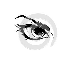 Human eye feminine vector illustration outline black white