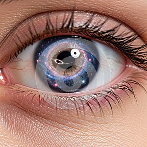 Human eye with galaxy iris detail
