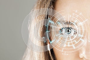 Human eye and graphical interface. Smart wearable technology concept