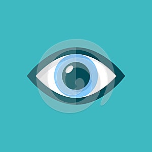 Human eye icon in flat style. Eyeball vector illustration on isolated background. Vision sign business concept