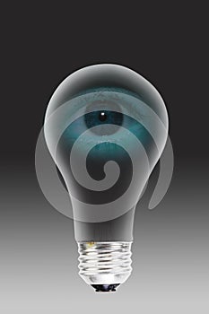 Human eye in light bulb