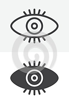 Human eye line and solid different style vector icon set