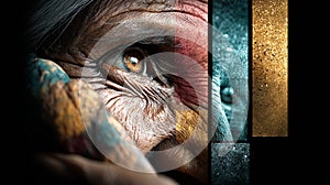 human eye macro photography, colorful collage