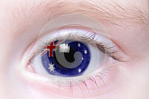 Human eye with national flag of australia