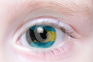 Human eye with national flag of bahamas