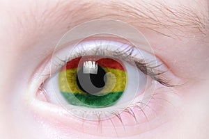 Human eye with national flag of bolivia