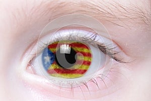 Human eye with national flag of catalonia photo