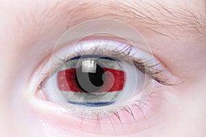 Human eye with national flag of costa rica