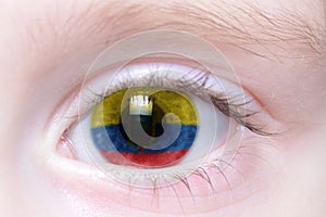 Human eye with national flag of ecuador