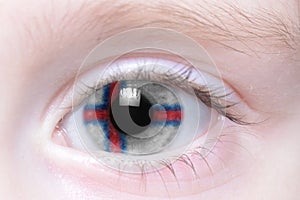 Human eye with national flag of faroe islands