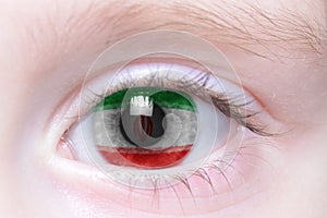 human eye with national flag of iran