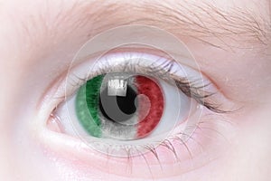 Human eye with national flag of italy