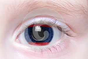 Human eye with national flag of laos