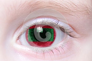 Human eye with national flag of maldives