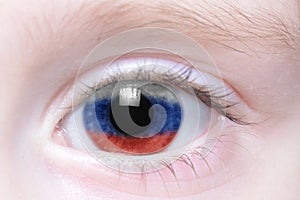 Human eye with national flag of russia