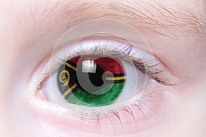 Human eye with national flag of vanuatu