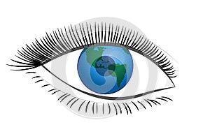 Human Eye With Planet Earth Iris